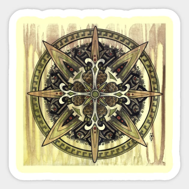 Bamboo Mandala T-shirt Sticker by Michael Gardner